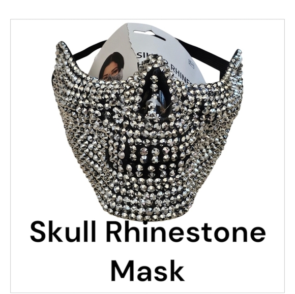 NWT Crystal Embellished Half Skull Mask - Picture 1 of 7